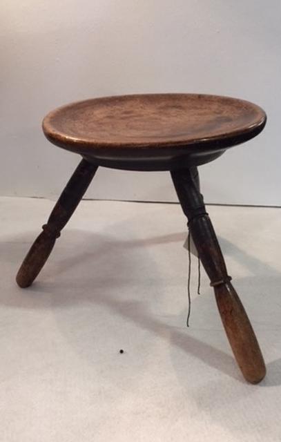 A George III ca 1800 Welsh Sycamore and Ash Stool with Cheese Top