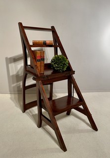 An 19th Century English Mahogany Library Step / Chair
