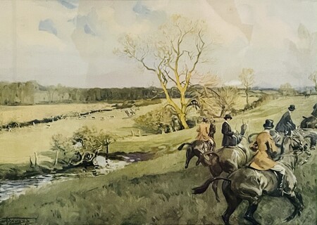 An English Colored Engraving by Lionel Edwards ' The Hunt '
