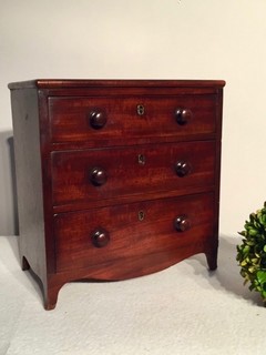 An English Regency Mahogany Miniature Chest of Drawers.