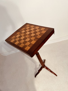An Unusual Early 19th Century English Campaign Travelling Chess Table. The Whole Table fits into the Box. Cfr. Photo's.