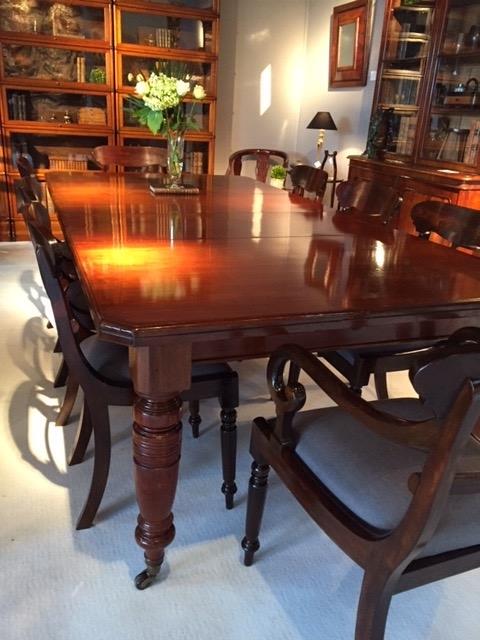 Very nice victorian mahogany dining table having two original leaves.