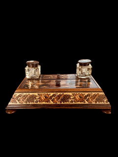 A Beautiful English Early 19th Century Tunbridge Ware Ink Stand.