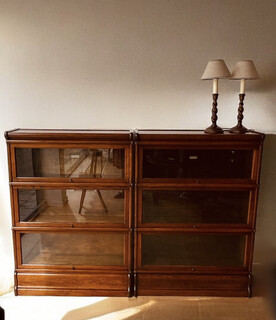 A Pair of Two Oak Globe Wernicke Bookcases. Each Three Sections High.