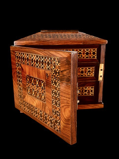 A Stunning English Early 19th Century Tunbridge Ware Cabinet having Three Drawers. Beautiful Marquetry.