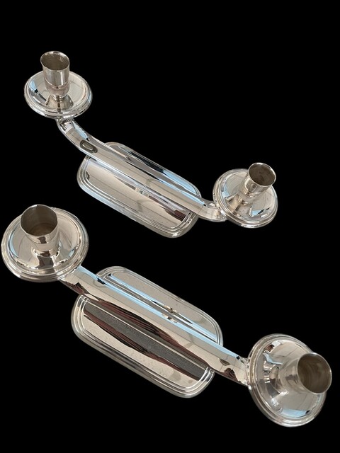 A very nice pair of Norvegian ‘Candelabras ‘. Sterling Silver. Art Deco. David Anderson. 