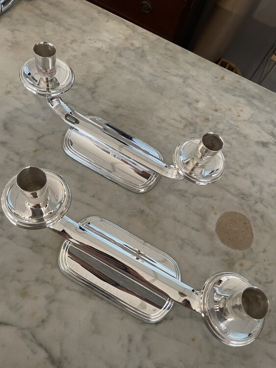 A Very nice Pair of Norwegian Candelabras. Sterling Silver. Art Deco. David Anderson.