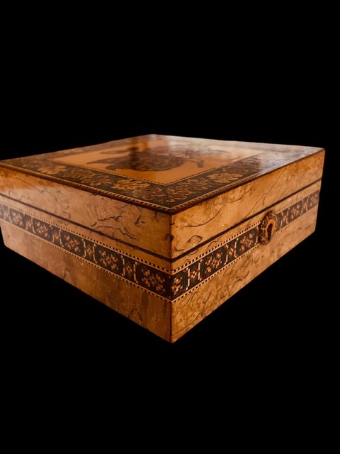  An English 19th Century ' Tunbridge Ware ' Handkerchief Box. Ca 1865