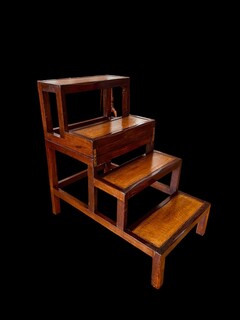 An English Antique Mahogany metamorphic Library Steps / Coffee Table having a Leather Top.