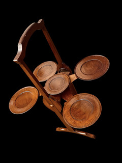 An English Antique Mahogany ' Monoplane ' Cake Stand.