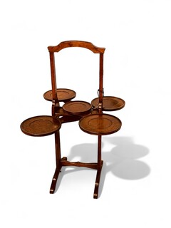 An English Antique Oak Folding ' Monoplane ' Cake Stand.