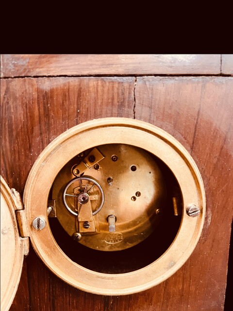 An English Edwardian Miniature Grandfather Clock having a Thermometer and Barometer.